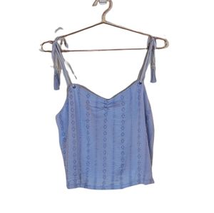 LUSH Blue Eyelet Tassel Cami Tank Top Size L